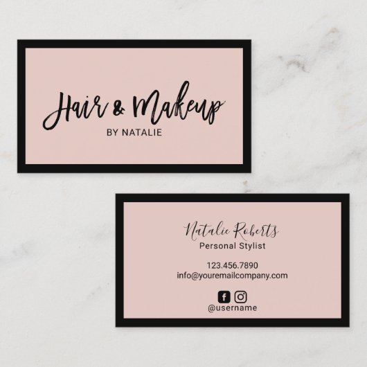 ミニマリスト美容師化粧アーティスト赤面ピンク 名刺 (正面/裏面)