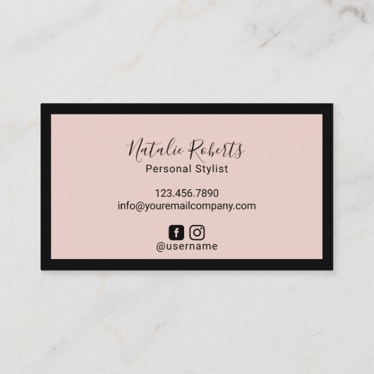 ミニマリスト美容師化粧アーティスト赤面ピンク 名刺 (裏面)