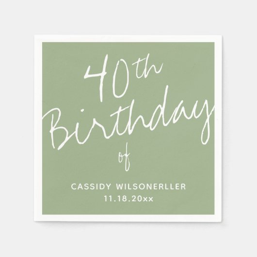 ミニマリスト聖人40歳の誕生日 スタンダードカクテルナプキン (正面)