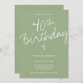 ミニマリスト聖人40歳の誕生日 招待状 (正面/裏面)