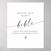 ミニマリスト聖書ベビーシャワーゲストブックサイン ポスター (正面)