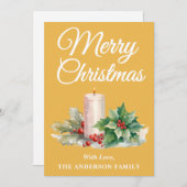 ミニマリスト脚本メリークリスマスイエロー シーズンカード (正面/裏面)