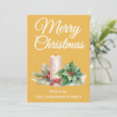 ミニマリスト脚本メリークリスマスイエロー シーズンカード (スタンド正面)