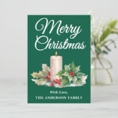 ミニマリスト脚本メリークリスマスグリーン シーズンカード (スタンド正面)