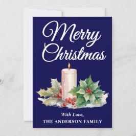 ミニマリスト脚本メリークリスマスネイビーブルー シーズンカード