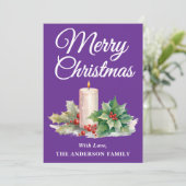 ミニマリスト脚本メリークリスマスパープル シーズンカード (スタンド正面)