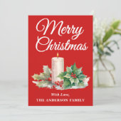 ミニマリスト脚本メリークリスマスレッド シーズンカード (スタンド正面)