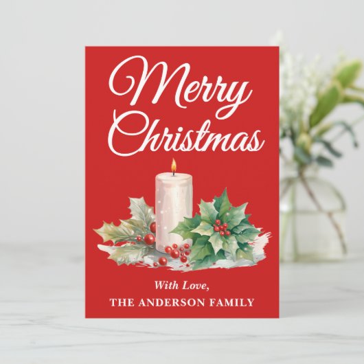 ミニマリスト脚本メリークリスマスレッド シーズンカード (スタンド正面)