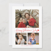 ミニマリスト脚本赤いハートバレンタインのカード写真 招待状 (正面)