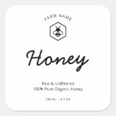 ミニマリスト自家製ローカルオーガニックハニージャールラベル スクエアシール (正面)