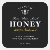 ミニマリスト自家製ローカルオーガニックハニージャールラベル スクエアシール (正面)