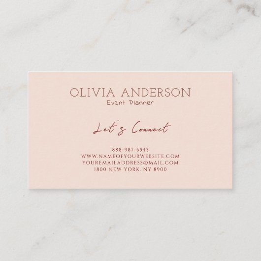 ミニマリスト自然ボホテラコッタフローララインアート 名刺 (裏面)