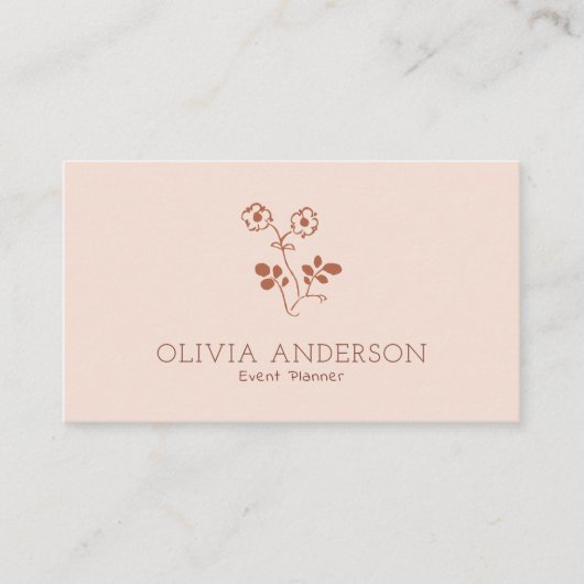 ミニマリスト自然ボホテラコッタフローララインアート 名刺 (正面)