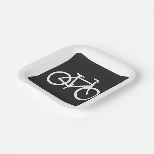 ミニマリスト自転車の黒と白のバイクシンボル ペーパープレート (傾斜あり)