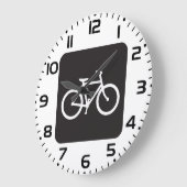 ミニマリスト自転車の黒と白のバイクシンボル ラージ壁時計 (傾斜)