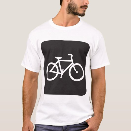 ミニマリスト自転車の黒と白のバイクシンボル Tシャツ (正面)