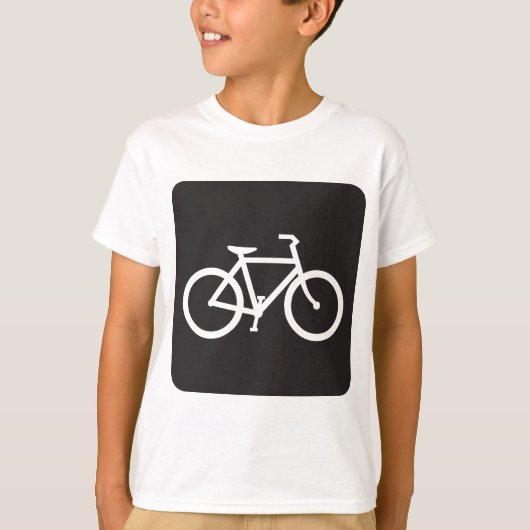 ミニマリスト自転車の黒と白のバイクシンボル Tシャツ (正面)