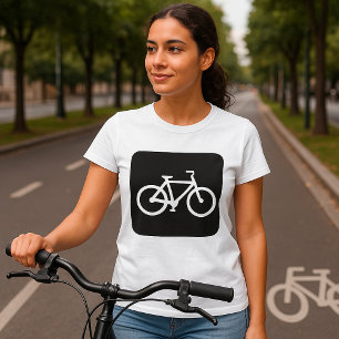 ミニマリスト自転車 ブラック&ホワイト バイク シンボル Tシャツ