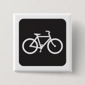 ミニマリスト自転車 黒と白の自転車シンボル 缶バッジ (正面)