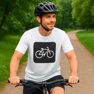 ミニマリスト自転車 黒と白の自転車シンボル Tシャツ