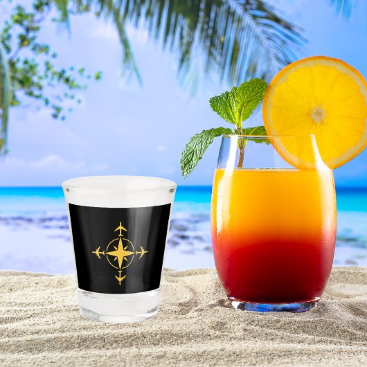 ミニマリスト航空コンパス飛行機旅行カスタム ショットグラス