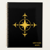 ミニマリスト航空コンパス飛行機旅行カスタム プランナー手帳 (正面)