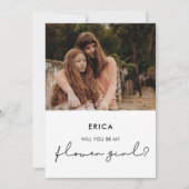 ミニマリスト花の女の子の提案フォトカード 招待状 (正面)