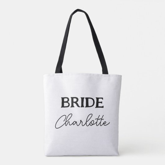 ミニマリスト花嫁 黒と白の名前 トートバッグ (裏面)