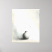 ミニマリスト花瓶とタンポポ キャンバスプリント (正面)