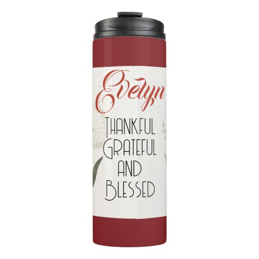 ミニマリスト花編集可能スローガンと名前 タンブラー (正面)