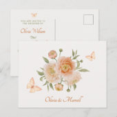 ミニマリスト花開花蝶結婚の ポストカード (正面/裏面)