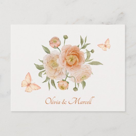 ミニマリスト花開花蝶結婚の ポストカード (正面)