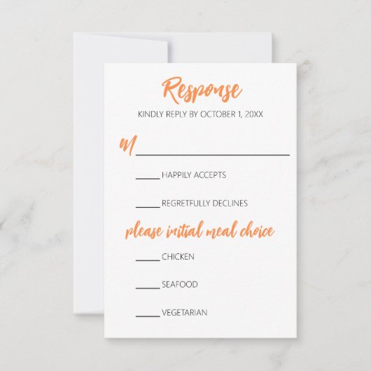 ミニマリスト菊の結婚式RSVPカード 出欠カード (正面)