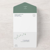 ミニマリスト葉グリー写真テンプレート結婚ズ オールインワン招待状 (外側)