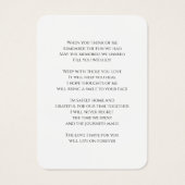 ミニマリスト葬儀アーチフォト祈りの言葉カード (裏面)