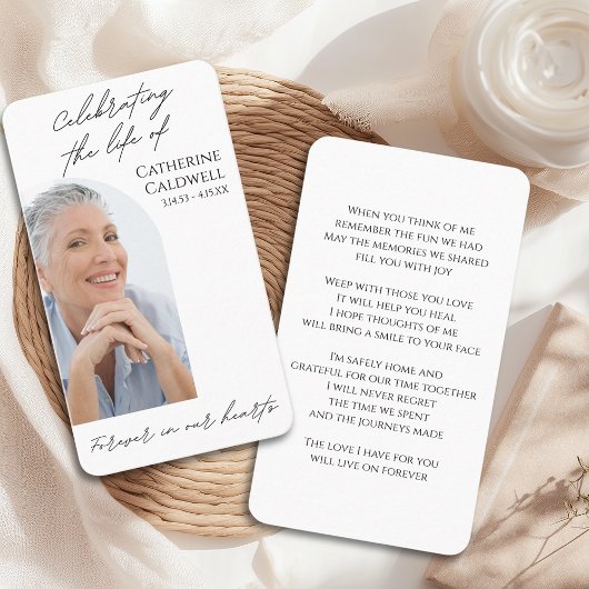 ミニマリスト葬儀アーチフォト祈りの言葉カード