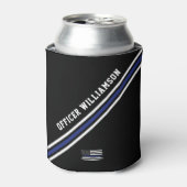 ミニマリスト薄青ライン警察官カスタム 缶クーラー (缶正面)