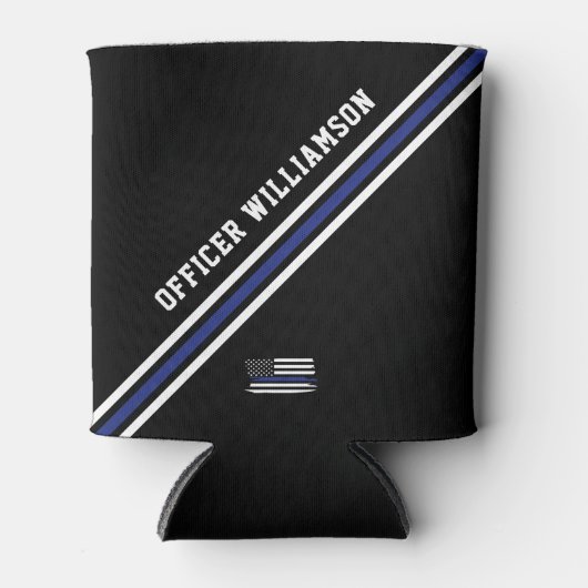 ミニマリスト薄青ライン警察官カスタム 缶クーラー (正面)