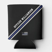 ミニマリスト薄青ライン警察官カスタム 缶クーラー (裏面)