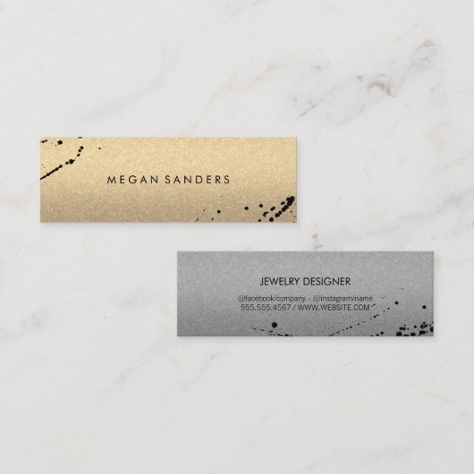 ミニマリスト表現/魅力(金ゴールド/グレー) スキニー名刺 (正面/裏面)