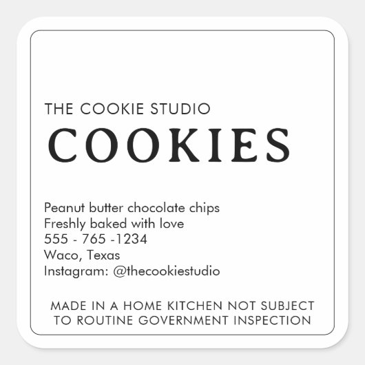 ミニマリスト製品ラベルコテージ法ステッカー スクエアシール (正面)