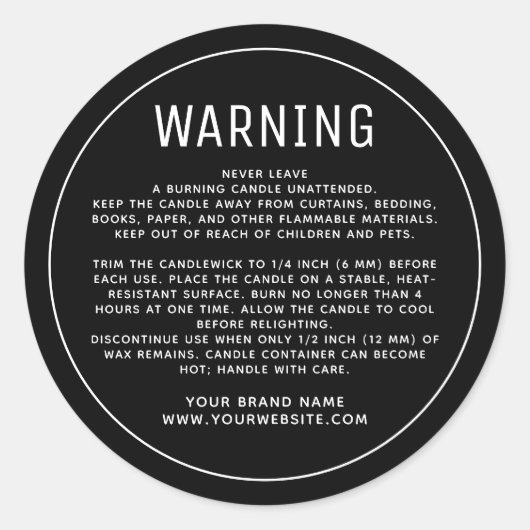 ミニマリスト警告ブラックプロダクトのラベル ラウンドシール (正面)