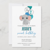 ミニマリスト象の誕生日パーティーの招待 招待状 (正面)