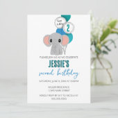 ミニマリスト象の誕生日パーティーの招待 招待状 (スタンド正面)