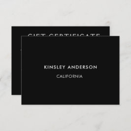 ミニマリスト豪華ブラックギフト証明書