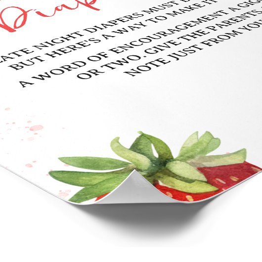 ミニマリスト赤いちご深夜おむつ ポスター (角)