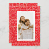 ミニマリスト赤いホワイトクリスマスキャンディケー縁どン シーズンカード (正面/裏面)