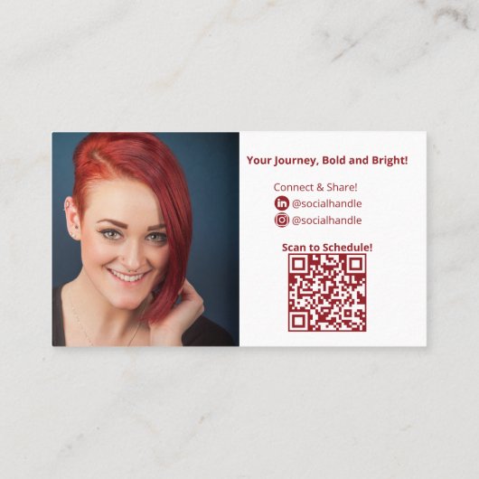 ミニマリスト赤いホワイトライフコーチパーソナル 名刺 (裏面)