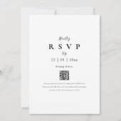 ミニマリスト赤いローズエレガントスクリプトQRコード 招待状 (裏面)