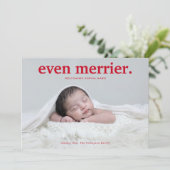 ミニマリスト赤い偶数メリー新生児フォトコラージュ シーズンカード (スタンド正面)